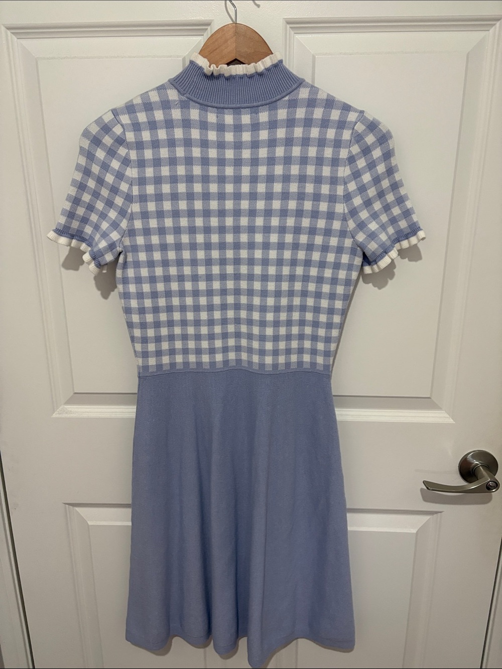 1901 Light Blue and White Gingham Knit Midi Dress - Picture 7 of 7